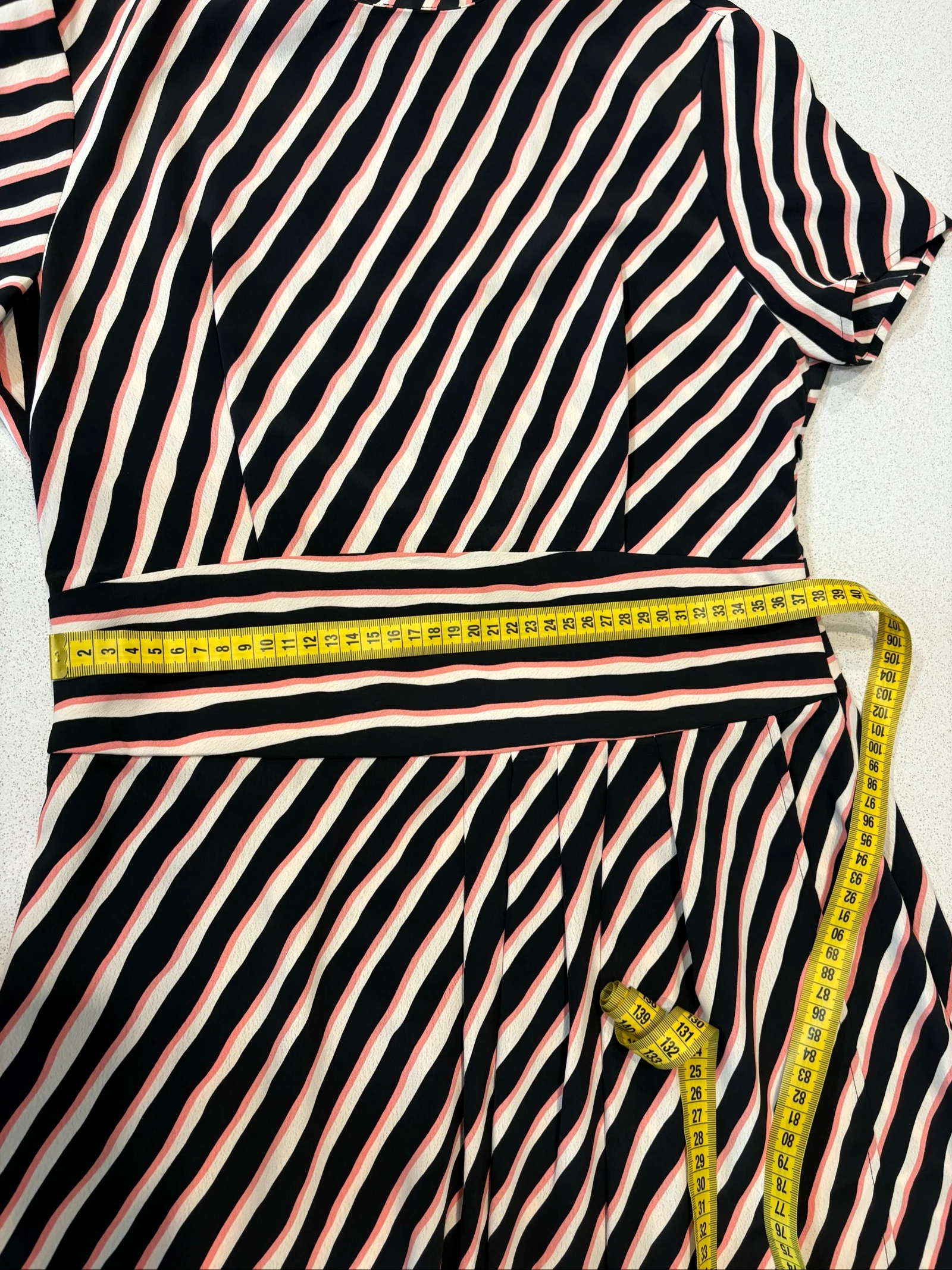 Robe Mango Suit rayée noire rose écrue – M – photo 9